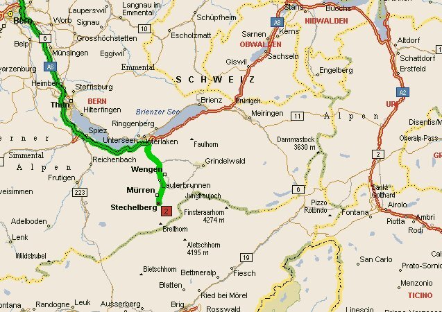 Bernese Oberlands - Location Map